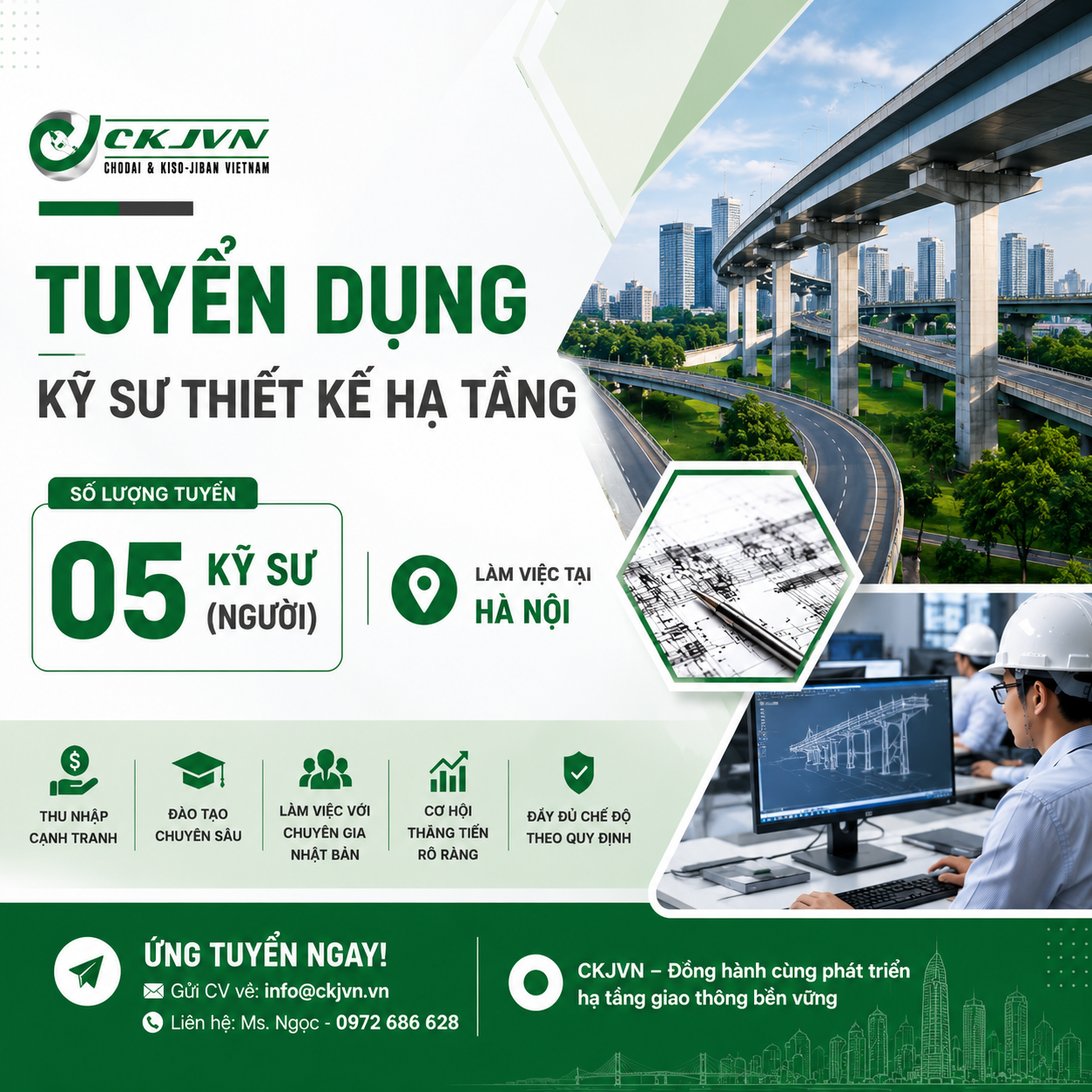 CHODAI & KISO-JIBAN VIỆT NAM TUYỂN DỤNG VỊ TRÍ KỸ SƯ THIẾT KẾ HẠ TẦNG